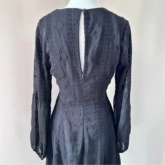 ASTR The Label Black Embroidered Fit and Flare Cocktail Dress Medium - Picture 4 of 15